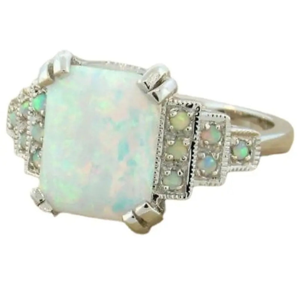 NEW Fire Opal Silver Ring Size 7 - Picture 2 of 7